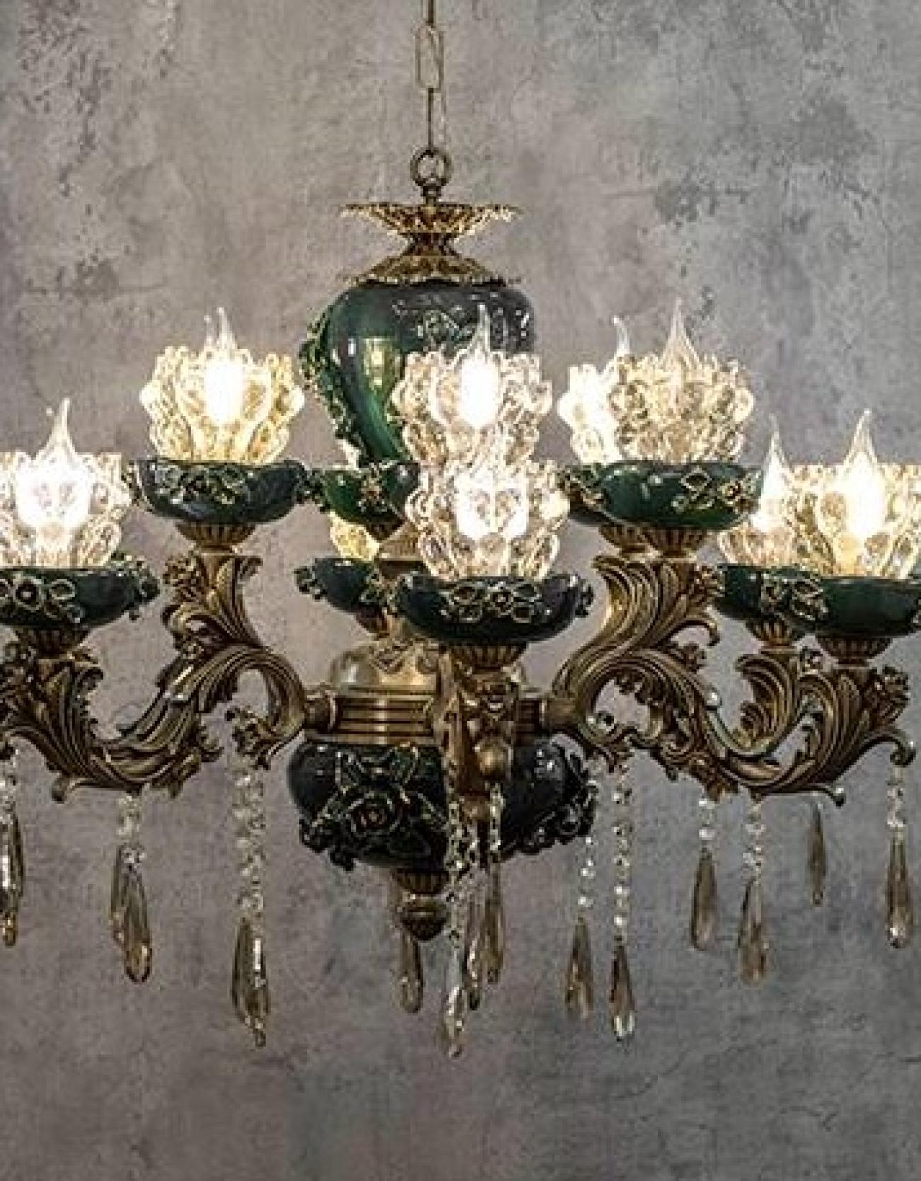 لوستر آرامیس با سرامیک گل برجسته